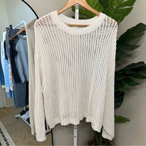 🤍 Old Navy White Open Knit Slouchy Sweater Plus Size 2X | 100% Cotton